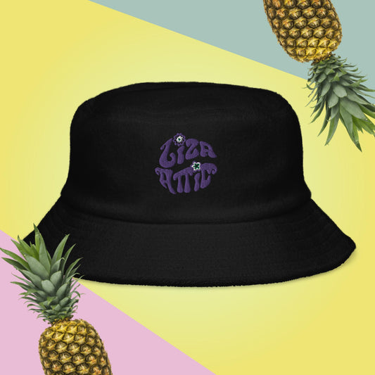 Black With Purple Liza Attic Terry Cotton Bucket Hat